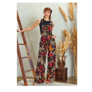 Los Banditos‎ Organic Cotton Overalls Black Floral Size Small